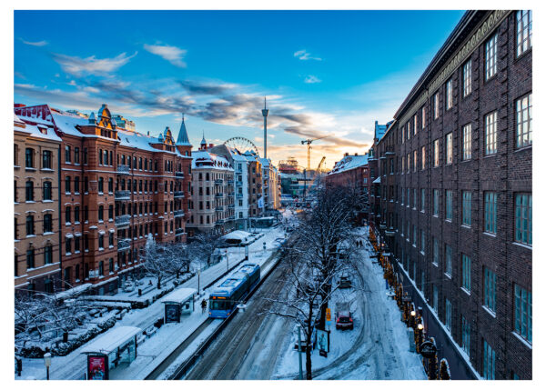 Södra vägen i Göteborg en vintermorgon